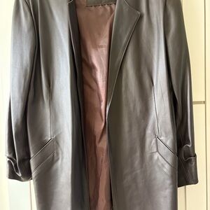 Classic Women's Leather Blazer Jacket in Gray